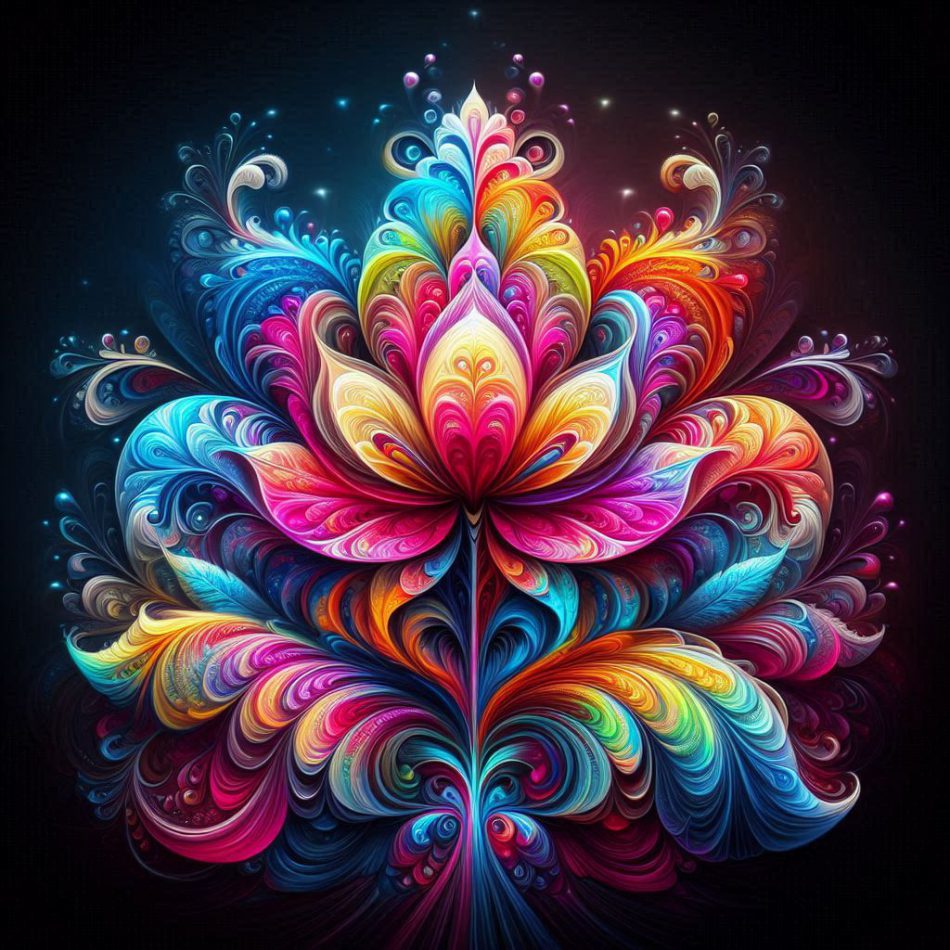 eine schoene farbige fantasy psychodelische blume