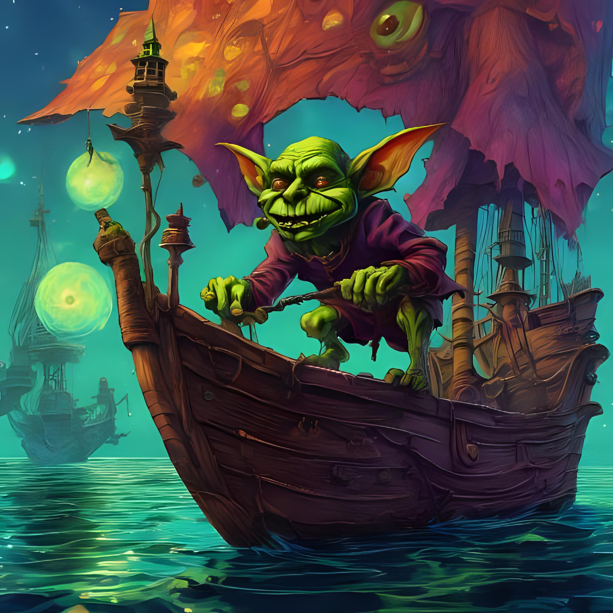 ein klabautermann kobold auf einem schiff psychodelisch fantasy 1