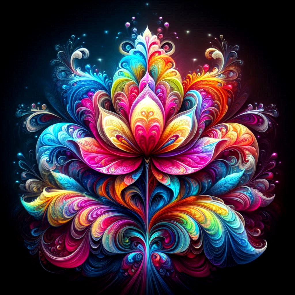 eine schoene farbige fantasy psychodelische blume