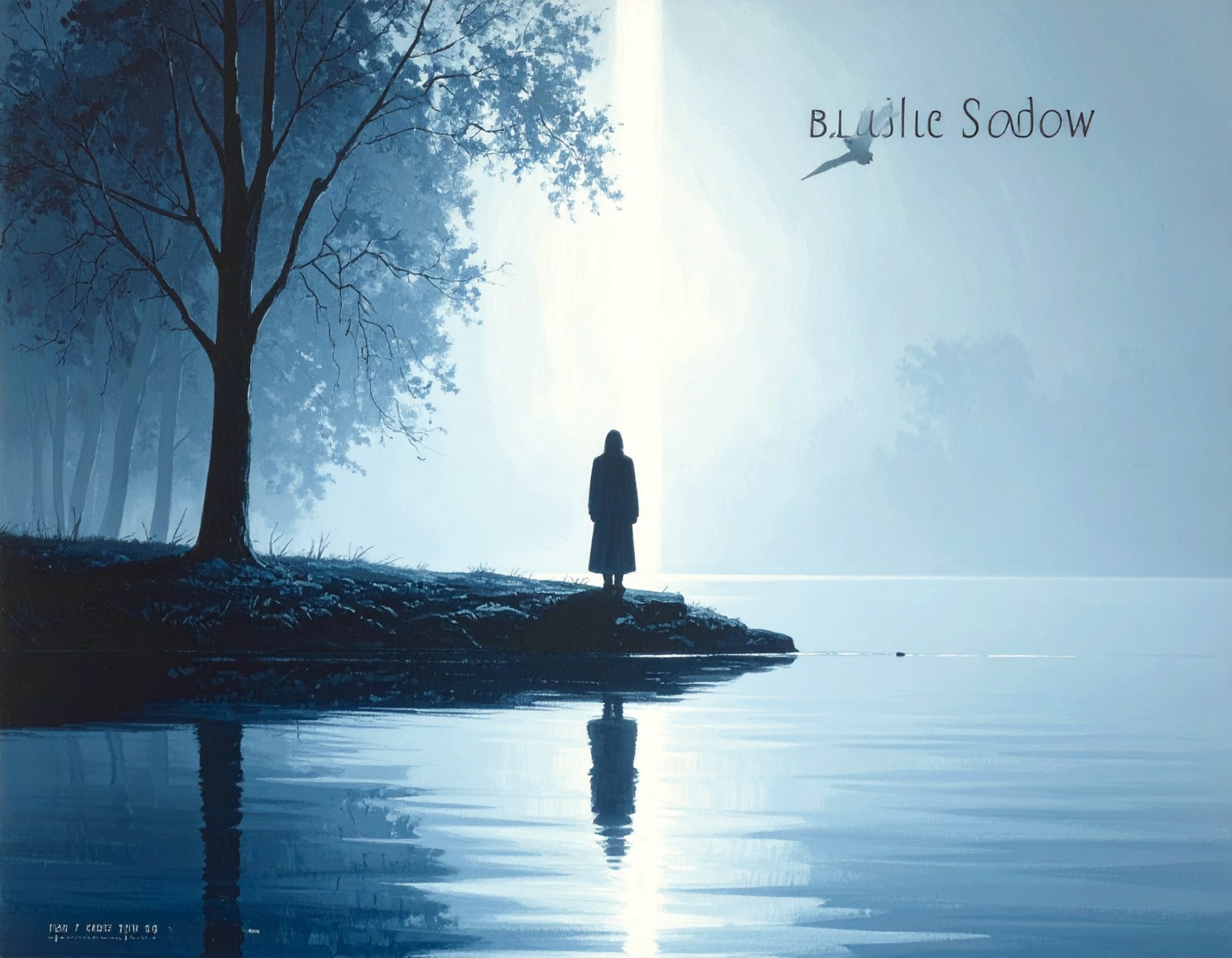 Firefly A cinematic melancholic artwork titled Blue Shadow. Soft blue and silver tones mi 574068 scaled