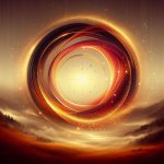 Cinematic ambient album cover._Ein endloser Kreis aus warmem Gold, Orange und tiefem Rot schwebt übe (1) Cinematic ambient album cover. Ein endloser Kreis aus warmem Gold Orange und tiefem Rot schwebt uebe 1